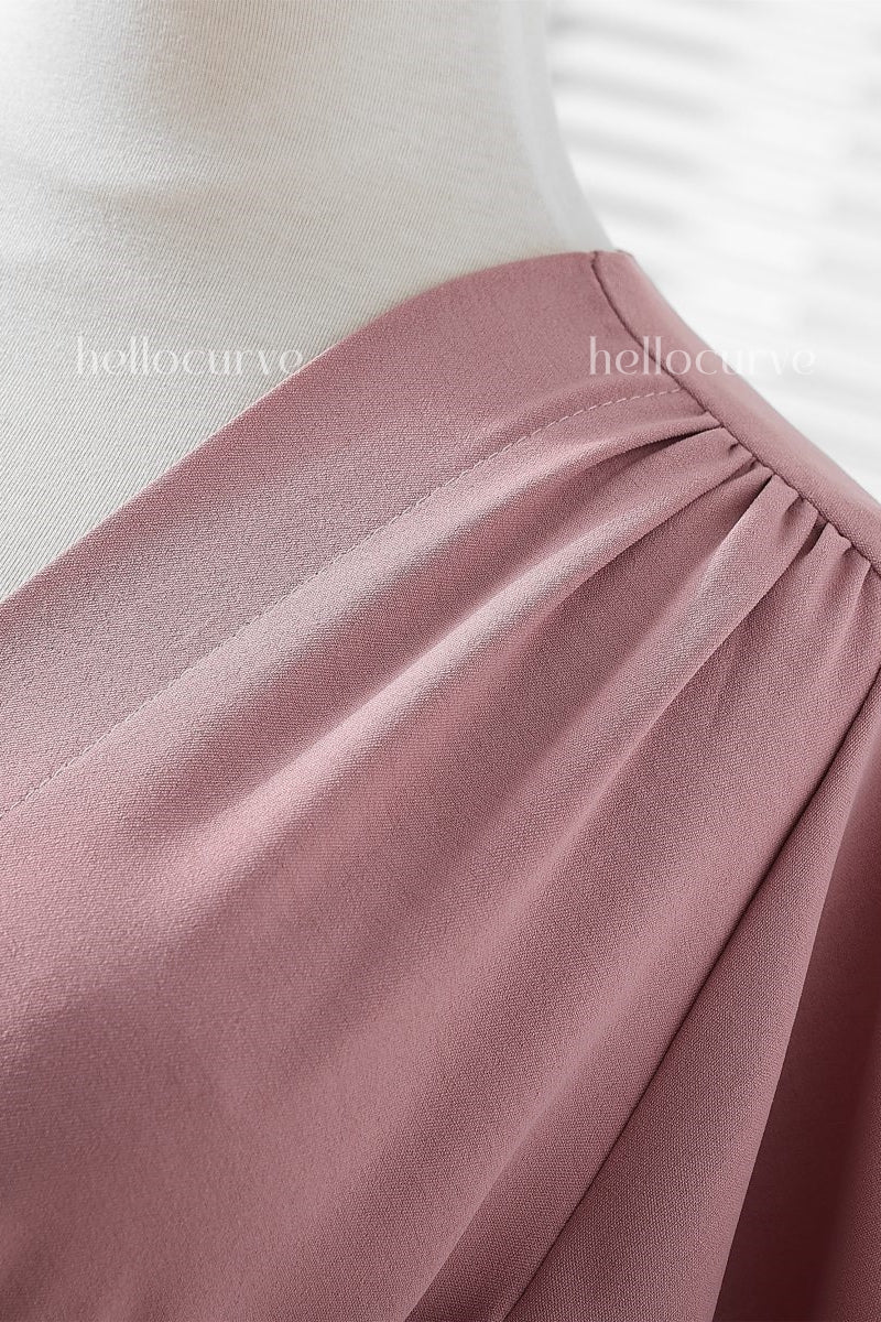 Gabrielle Plus Size Khaki Wrap Pleats Dress
