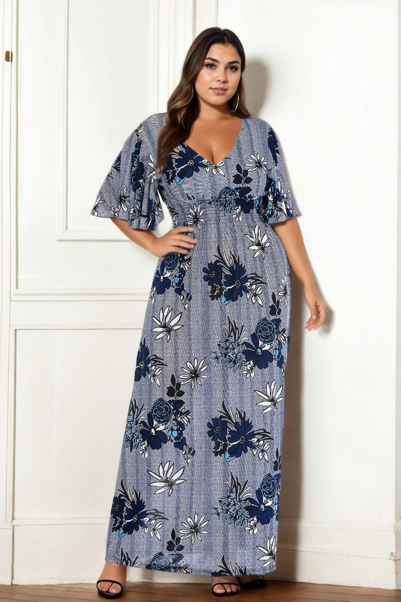 blue plus size boho dress Marnie Blue Lace-Trimmed Boho Dress Small main image 1