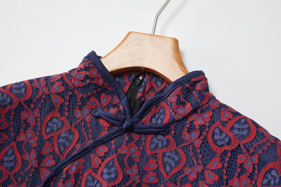 Evianna Plus Size Lace Long Sleeve Cheongsam