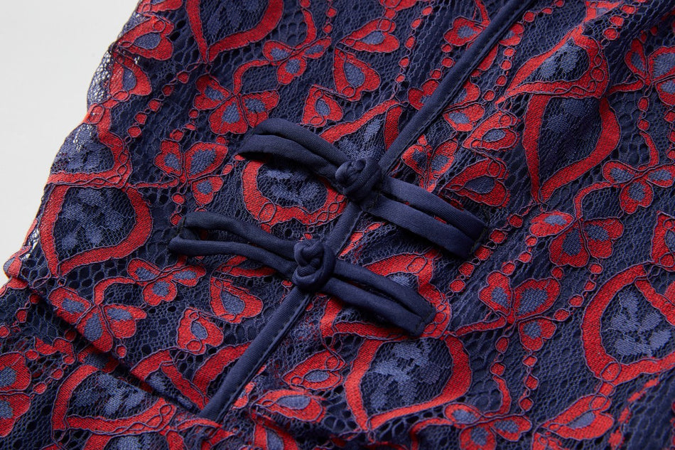 Evianna Plus Size Lace Long Sleeve Cheongsam