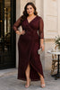 Vianne Plus Size Wrap Midaxi Formal Dress with Sleeves