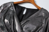 Plus Size Silver Evening Dress - Close Up Neckline