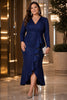 Aveline Plus Size Glitter Evening Dress with Sleeves