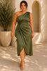 Thalia Plus Size Olive Green One Shoulder Cocktail Dress