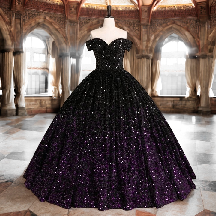 Plus Size Ombre Gown - Blue to Purple Ombre