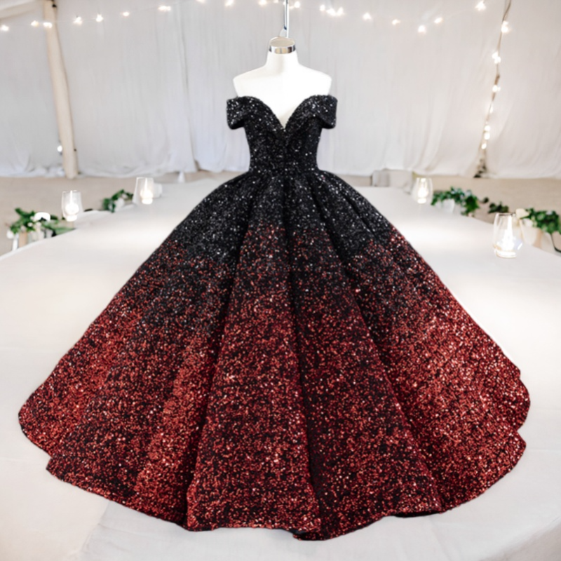 Plus Size Ombre Gown - Blue to Red Ombre
