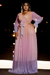 Alaska Plus Size Ombre Long Sleeve Evening Dress