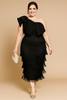Zoella Plus Size One Shoulder Flapper Party Dress