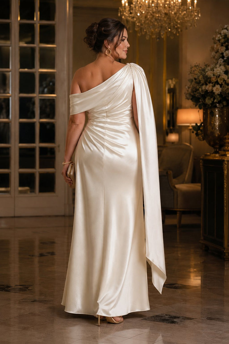 Plus Size One Shoulder Satin Evening Dress– Hello Curve
