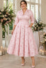 Sarah Plus Size Pink Floral Midi Shirt Dress