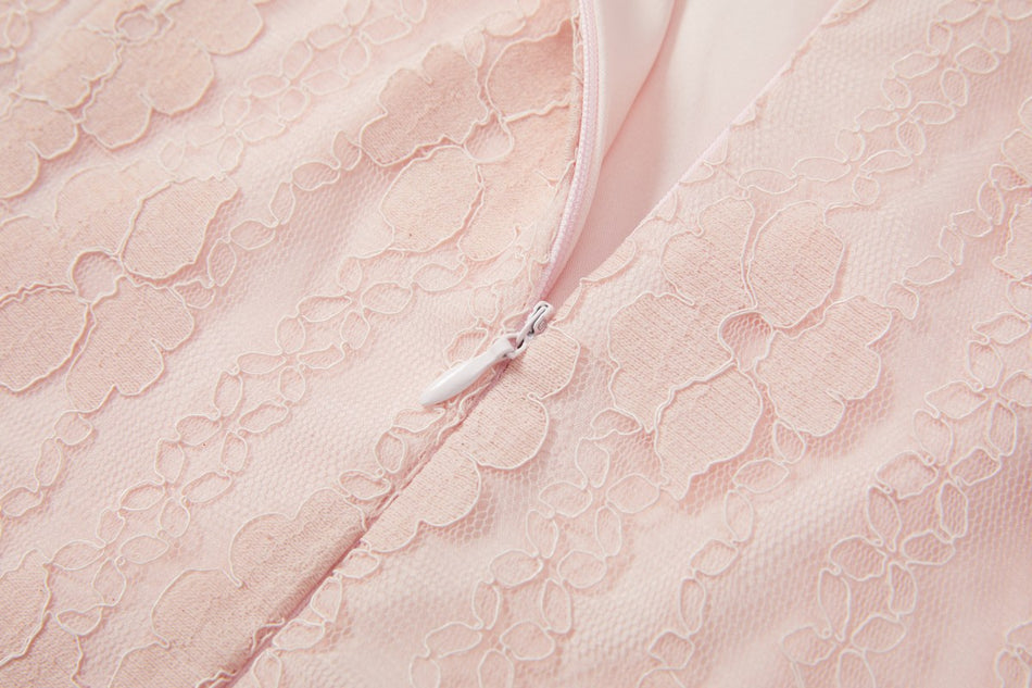 Amaya Plus Size Pink Lace Qipao