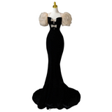 Plus Size Puff Sleeve Fishtail Gown
