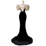 Plus Size Puff Sleeve Fishtail Gown