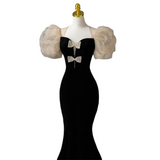 Plus Size Puff Sleeve Fishtail Gown