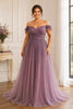Aurette Plus Size Purple Ombre Off Shoulder Formal Dress