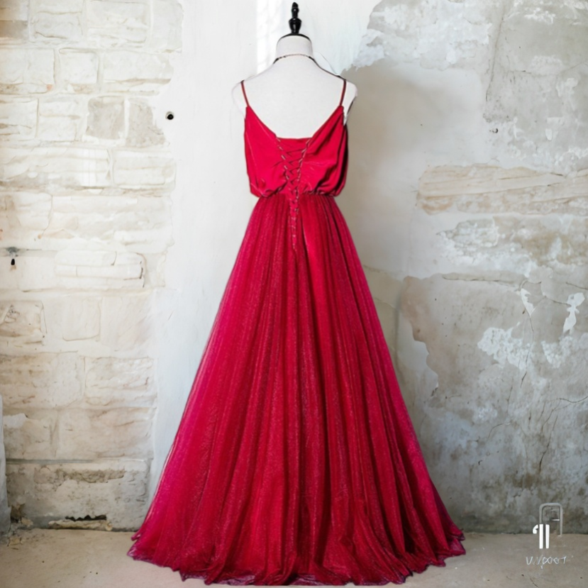 Plus Size Red Loose Sleeveless Maxi Dress - Back with Lace Up