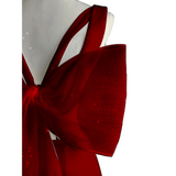 Plus Size Red Ribbon Cocktail Dress - Close Up