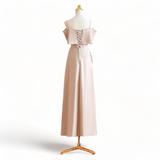 Plus Size Satin Off Shoulder Dress - Back View