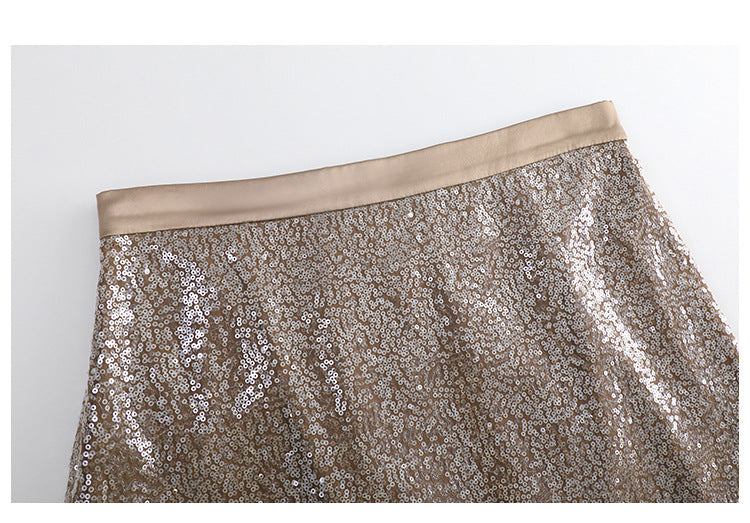 Plus Size Sequins Midi Skirt