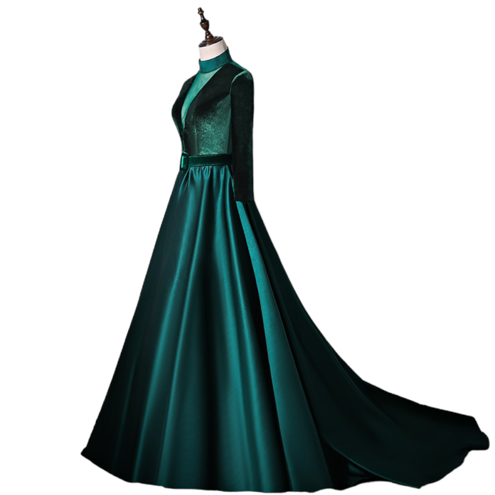 plus size long sleeve emerald green dress Plus Size Emerald Green Formal Satin One Shoulder Long Sleeve Sweep Maxi Dresses