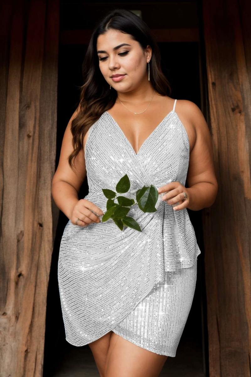 Plus Size Sexy Short Party Dress - White
