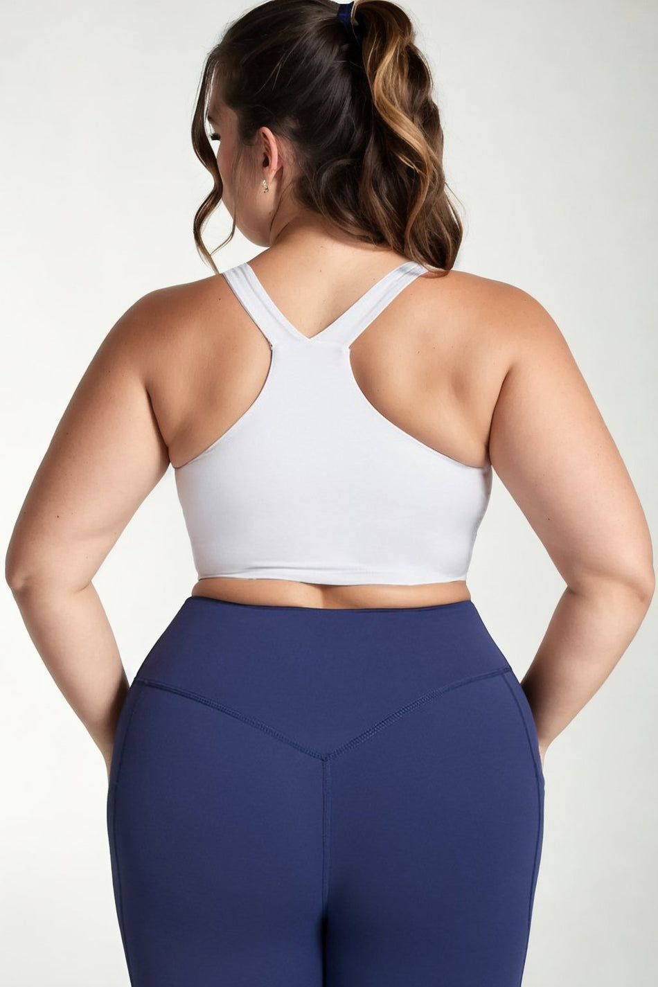Plus Size Sports Bra - White Back View