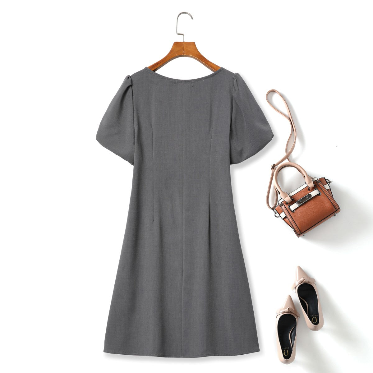 Rachel Plus Size Puff Sleeve Square Neck Dress