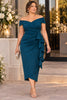 Elyn Plus Size Teal Off Shoulder Cocktail Dress
