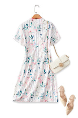 Plus Size White Floral Cheongsam - back view