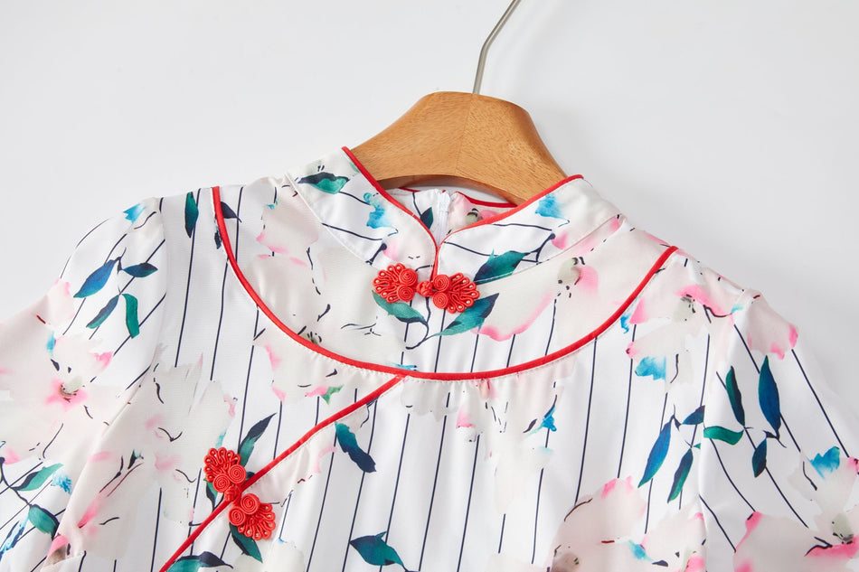 Adie Plus Size White Floral Cheongsam