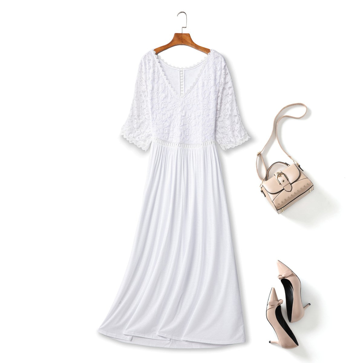Plus Size White Short Sleeve Maxi Dress– Hello Curve
