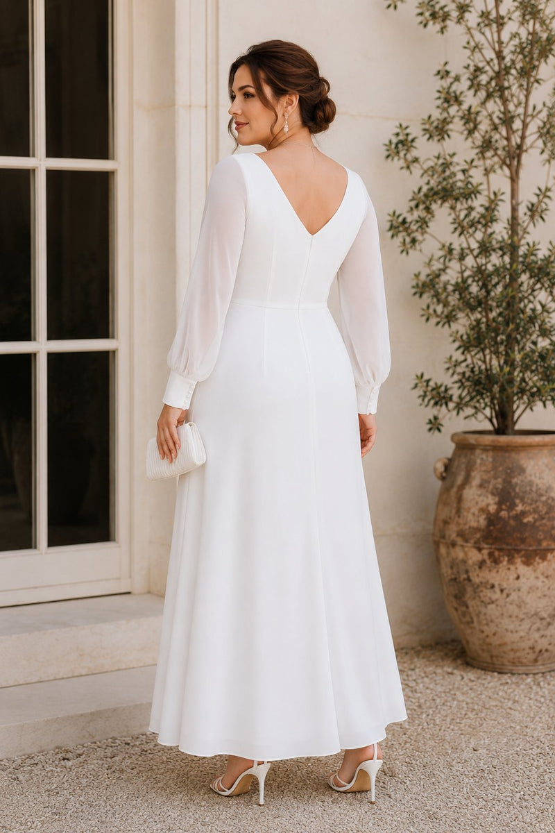 Plus Size White Maxi Dress with Sleeves– Hello Curve