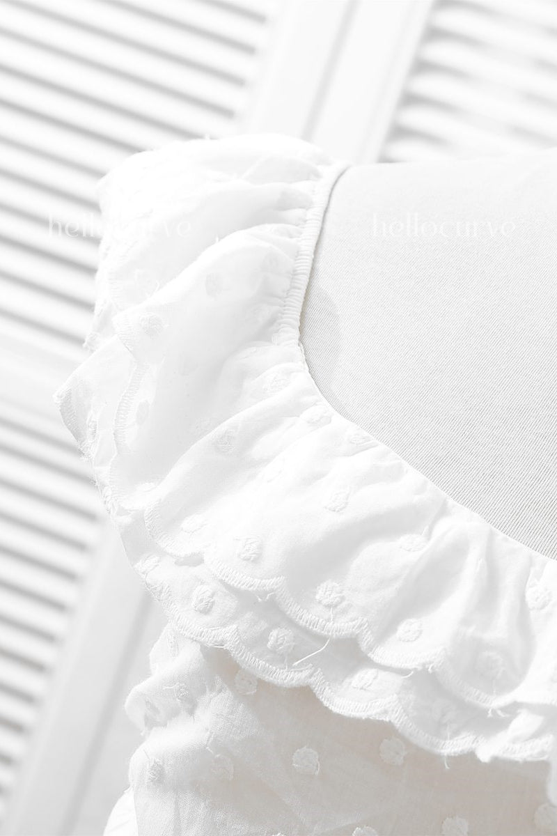 Plus Size White Off Shoulder Dress - Stretchy Shoulder