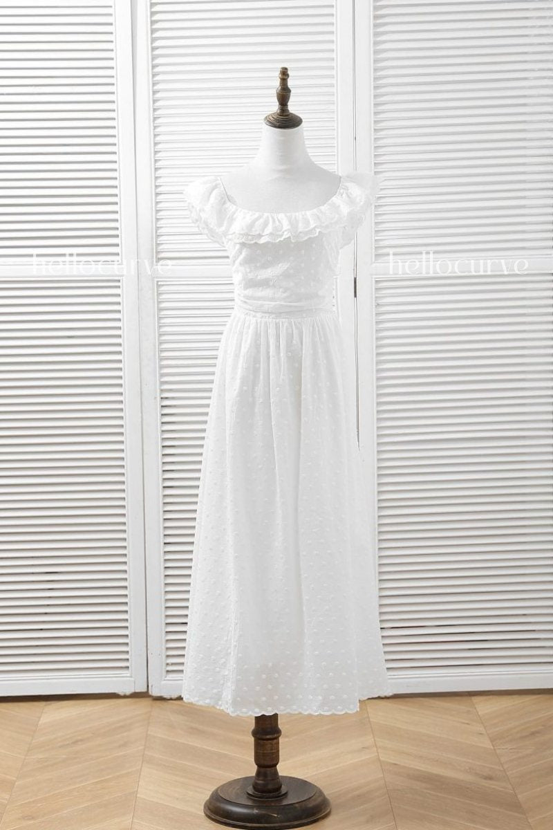 Off the Shoulder Long Chiffon Dresses White Plus Size