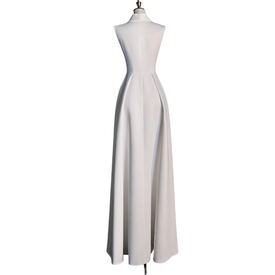 Plus Size White Semi Formal Dress - Back View