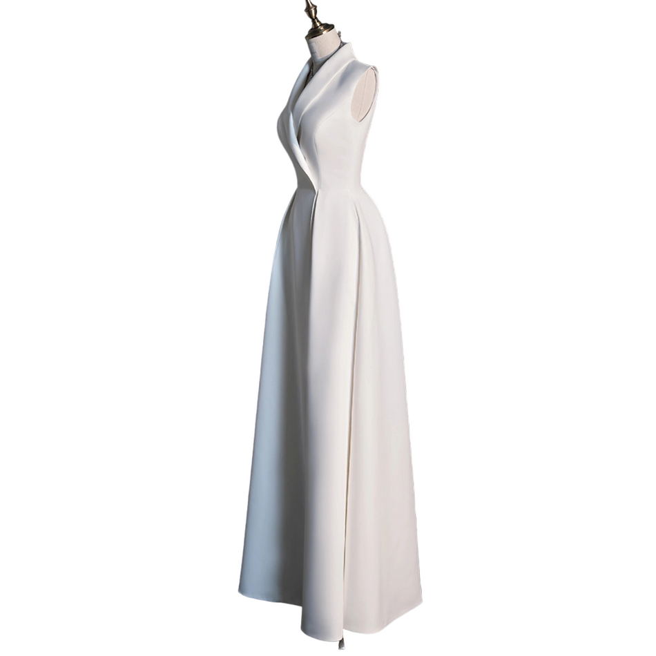 Plus Size White Semi Formal Tuxedo Dress