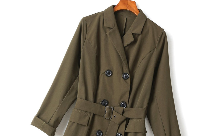 Tracy Plus Size Trench Coat / Shirt Dress (Green, Black)