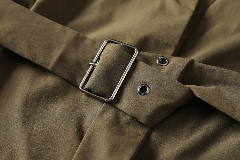 Tracy Plus Size Trench Coat / Shirt Dress (Green, Black)