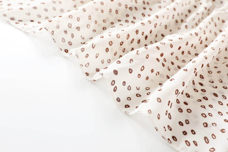 Amelia Polka Dots Printed V Neck Tier Chiffon Plus Size Short Sleeve Midi Dress