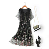 Plus Size Black Floral Organza Dress