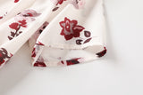 Ella Plus Size White Floral Print V Neck Button Down Short Sleeve Midi Dress