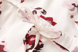 Ella Plus Size White Floral Print V Neck Button Down Short Sleeve Midi Dress