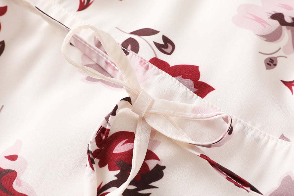 Ella Plus Size White Floral Print V Neck Button Down Short Sleeve Midi Dress