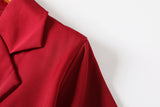 Hadley Plus Size Blazer Collar Double Breast Swing Short Sleeve Shirt Dress (Red, Black)
