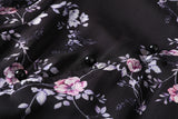Gina Plus Size Floral Print Chiffon Cheongsam Qipao Mid Sleeve Dress (Black)