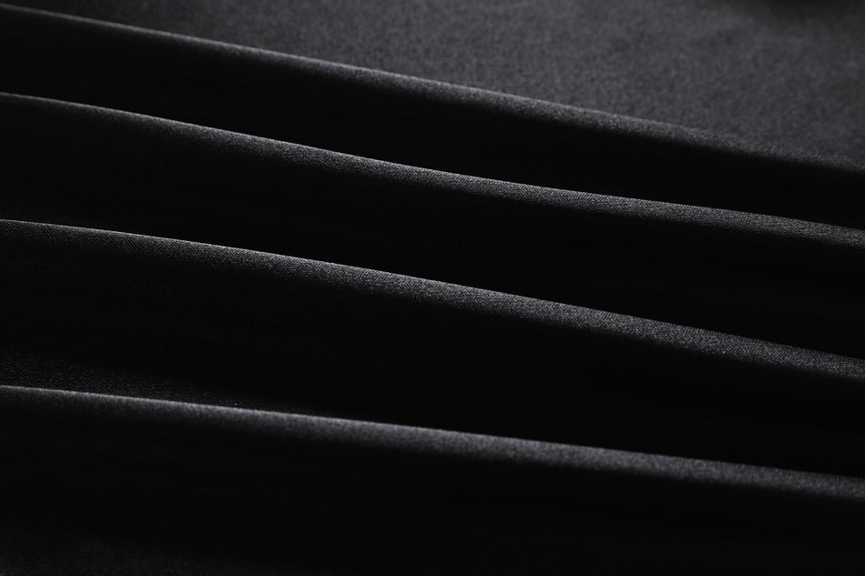 Gina Plus Size Floral Print Chiffon Cheongsam Qipao Mid Sleeve Dress (Black)