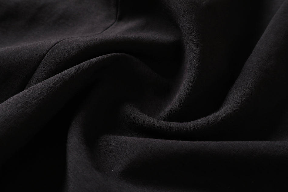 Erika Plus Size Black Grommet Buttons With Pockets Flare Hem Short Sleeve Dress