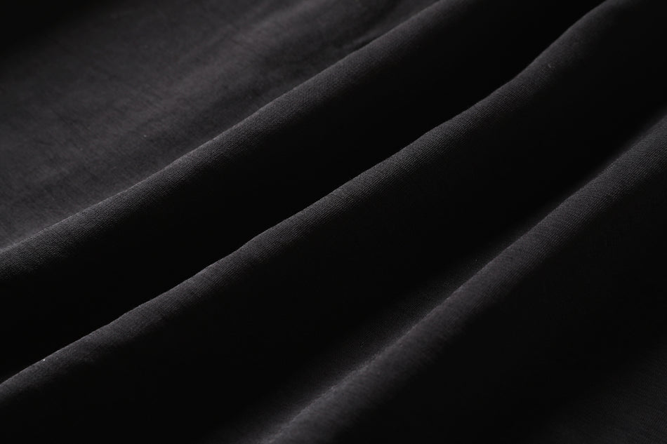 Erika Plus Size Black Grommet Buttons With Pockets Flare Hem Short Sleeve Dress