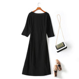 Dawn Plus Size Black Wrap 3/4 Sleeve Dress