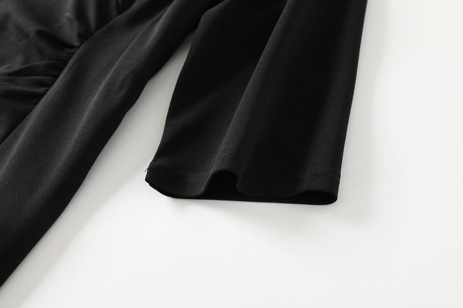 Dawn Plus Size Black Wrap 3/4 Sleeve Dress